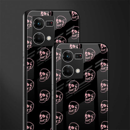 pink skull pattern back phone cover | glass case for oppo f21 pro 4g