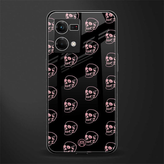 pink skull pattern back phone cover | glass case for oppo f21 pro 4g