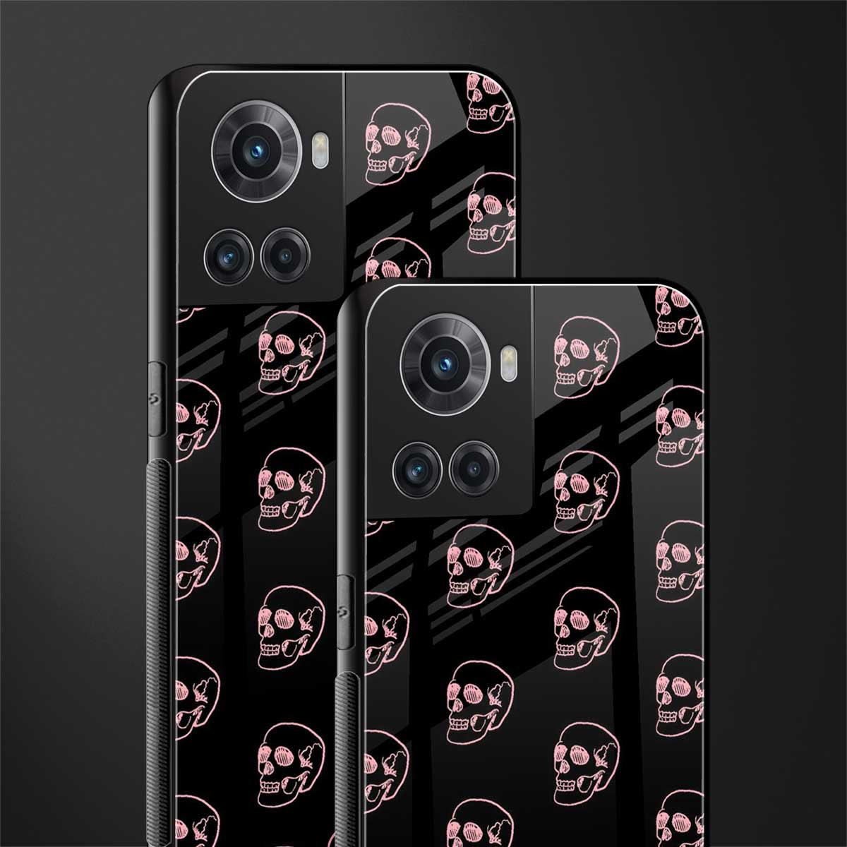 pink skull pattern back phone cover | glass case for oneplus 10r 5g