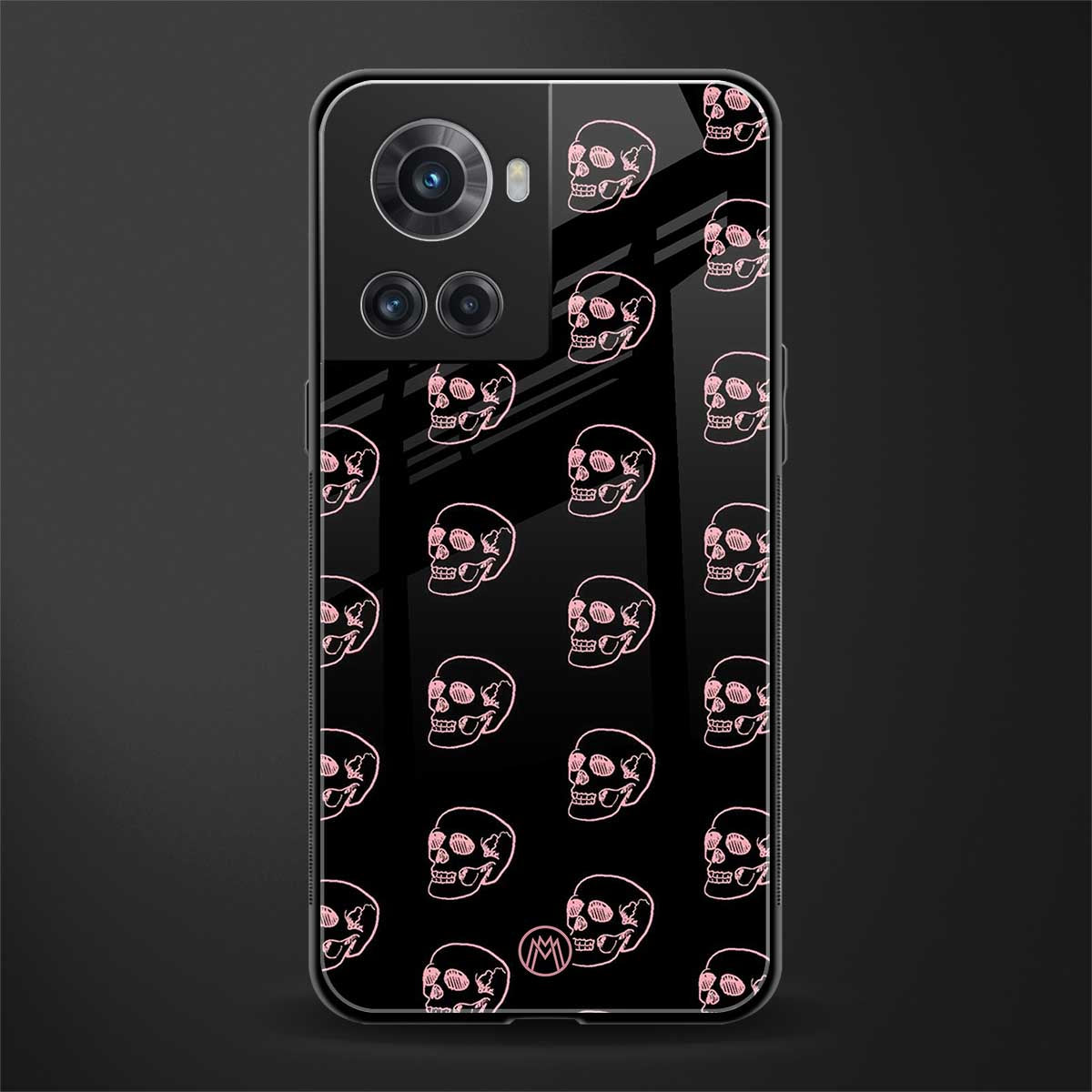 pink skull pattern back phone cover | glass case for oneplus 10r 5g