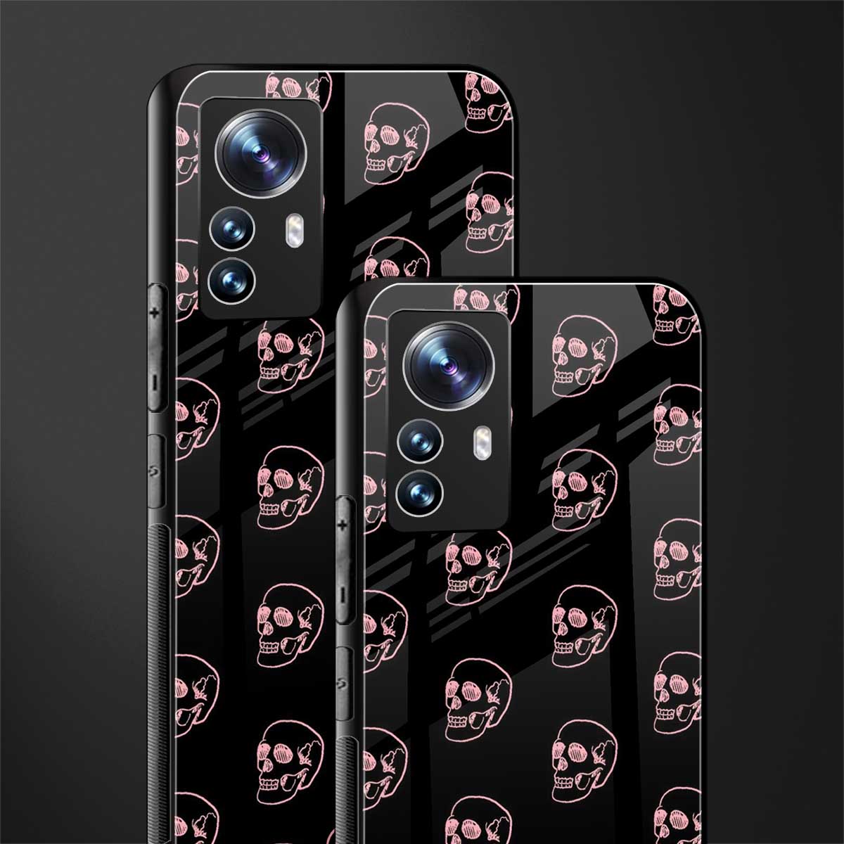 pink skull pattern back phone cover | glass case for xiaomi 12 pro