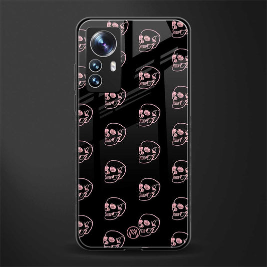 pink skull pattern back phone cover | glass case for xiaomi 12 pro