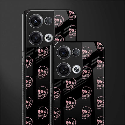 pink skull pattern back phone cover | glass case for oppo reno 8