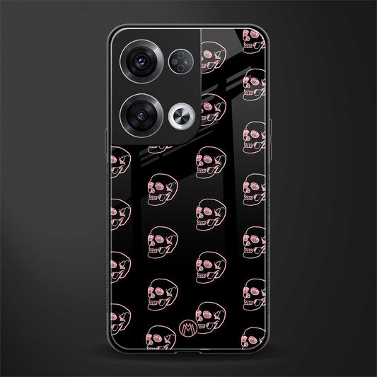 pink skull pattern back phone cover | glass case for oppo reno 8