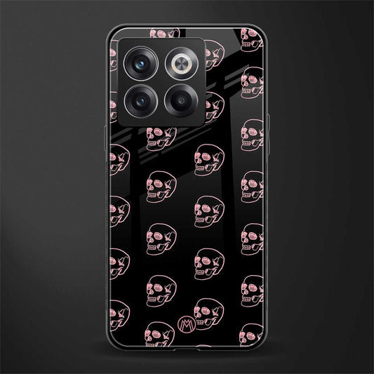pink skull pattern back phone cover | glass case for oneplus 10t