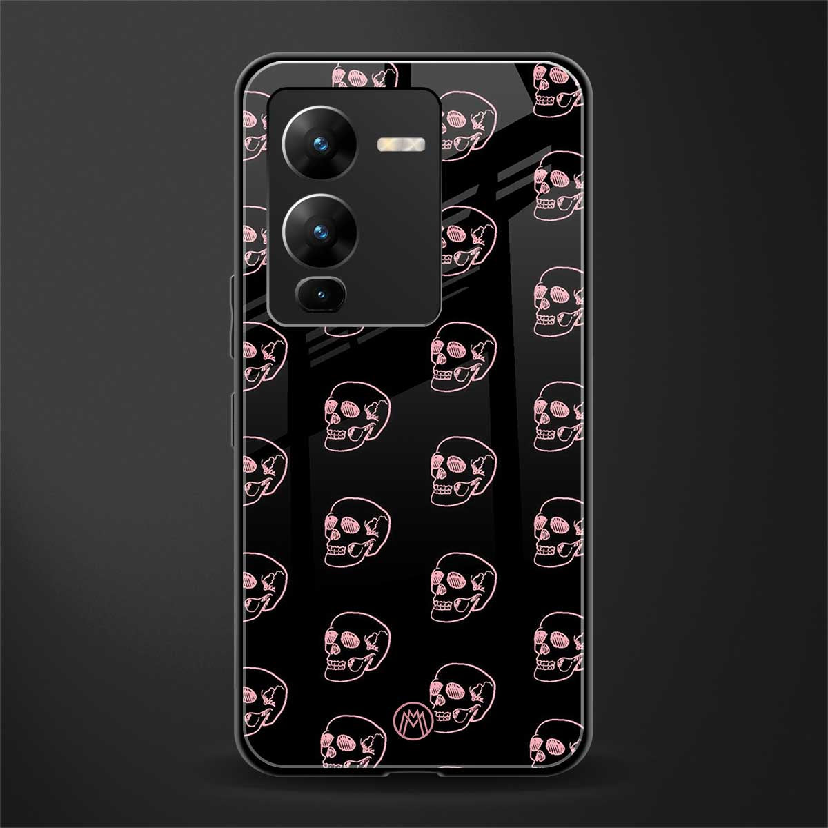 pink skull pattern back phone cover | glass case for vivo v25 pro 5g