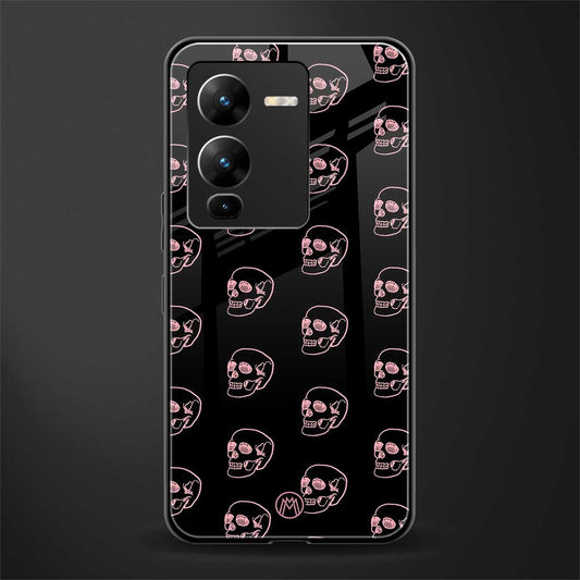 pink skull pattern back phone cover | glass case for vivo v25 pro 5g