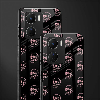 pink skull pattern back phone cover | glass case for vivo y16