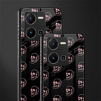 pink skull pattern back phone cover | glass case for vivo y35 4g