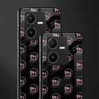 pink skull pattern back phone cover | glass case for vivo y22