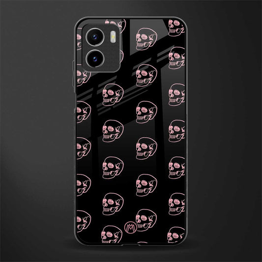 pink skull pattern back phone cover | glass case for vivo y15c