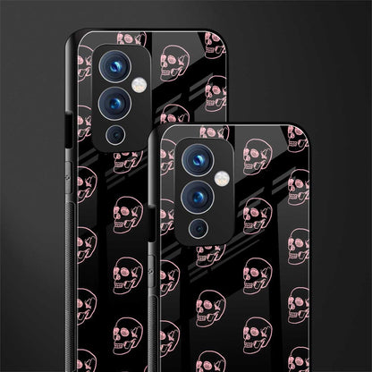 pink skull pattern back phone cover | glass case for oneplus 9