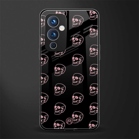 pink skull pattern back phone cover | glass case for oneplus 9