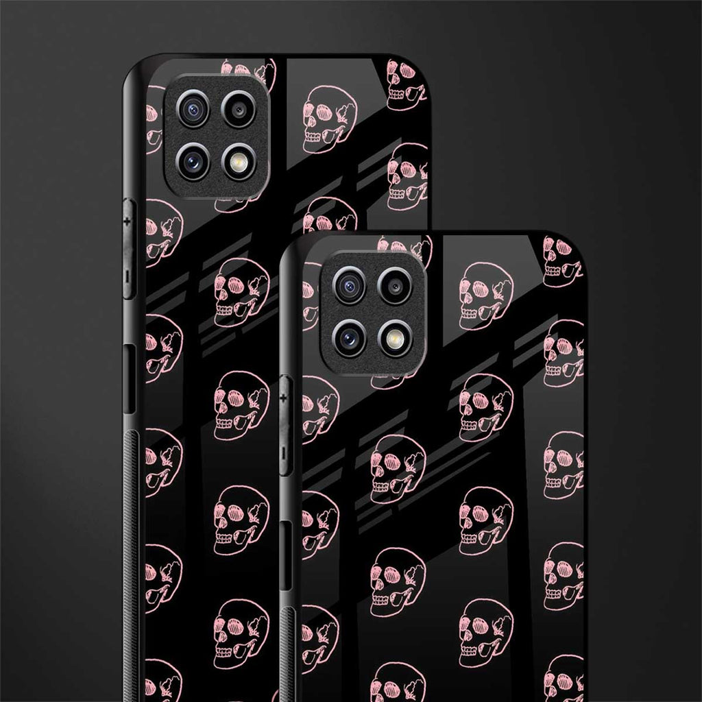 pink skull pattern back phone cover | glass case for samsung galaxy f42
