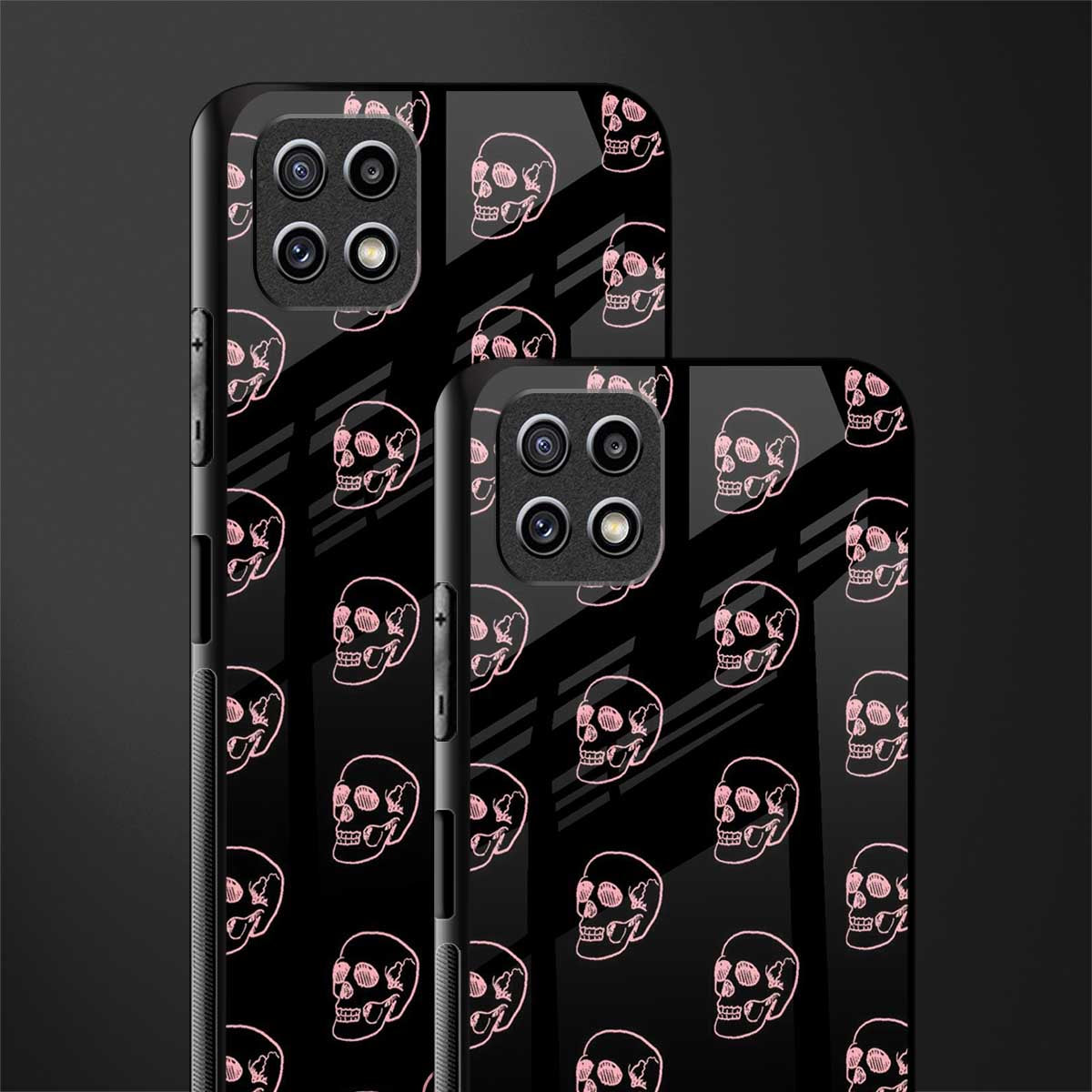 pink skull pattern back phone cover | glass case for samsung galaxy f42