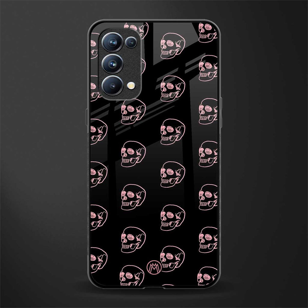 pink skull pattern back phone cover | glass case for oppo reno 5