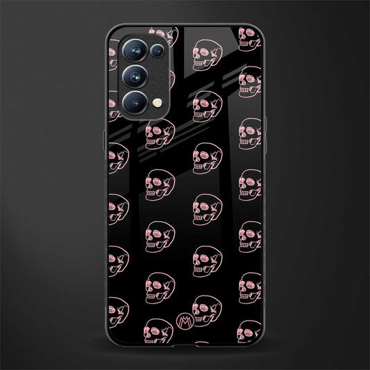 pink skull pattern back phone cover | glass case for oppo reno 5