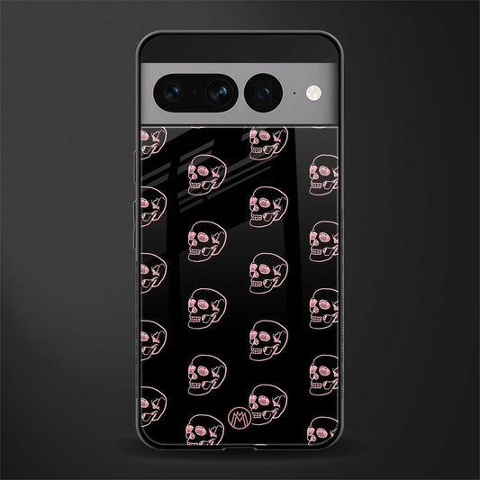 pink skull pattern back phone cover | glass case for google pixel 7 pro