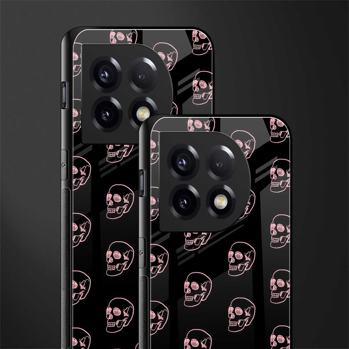 pink skull pattern back phone cover | glass case for oneplus 11