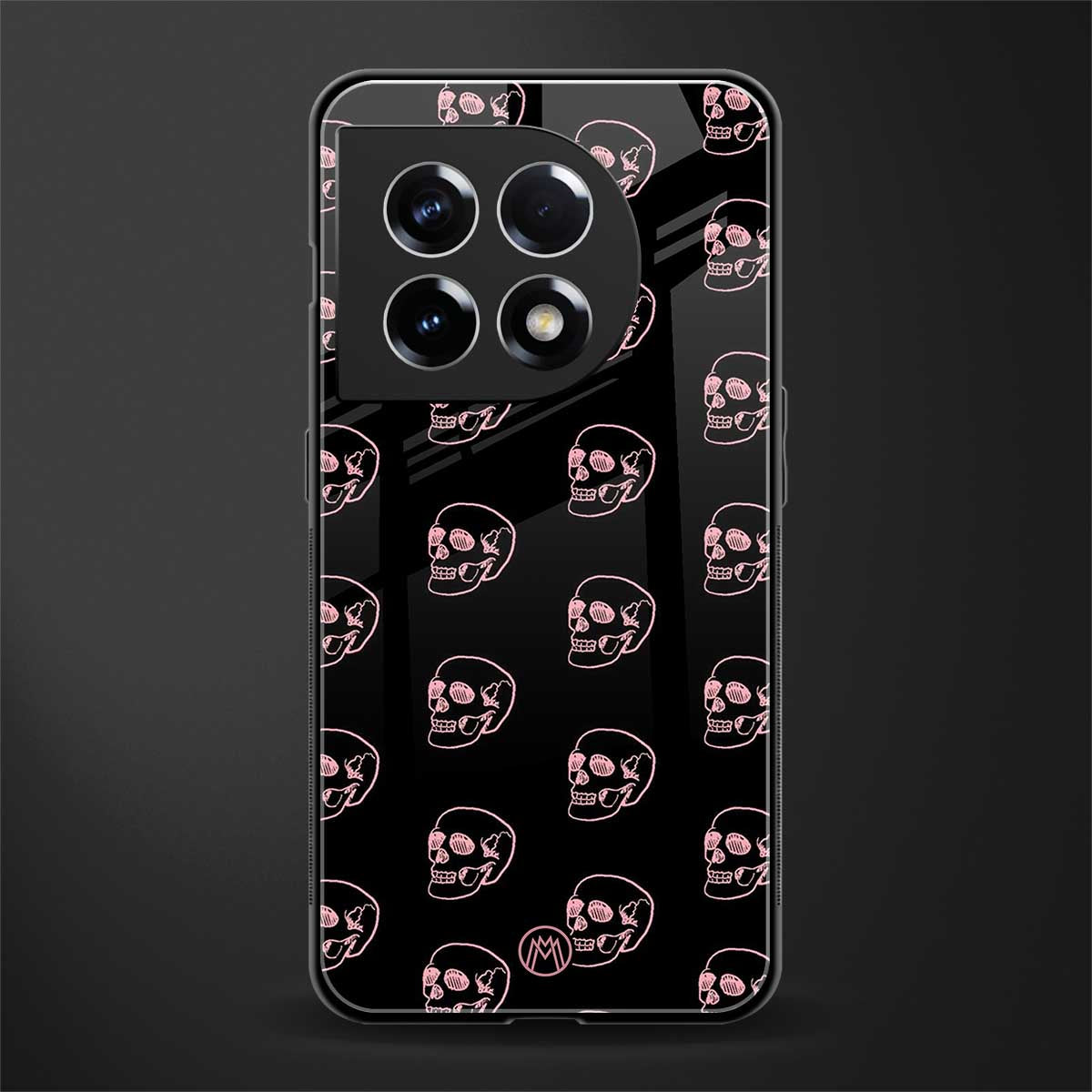 pink skull pattern back phone cover | glass case for oneplus 11