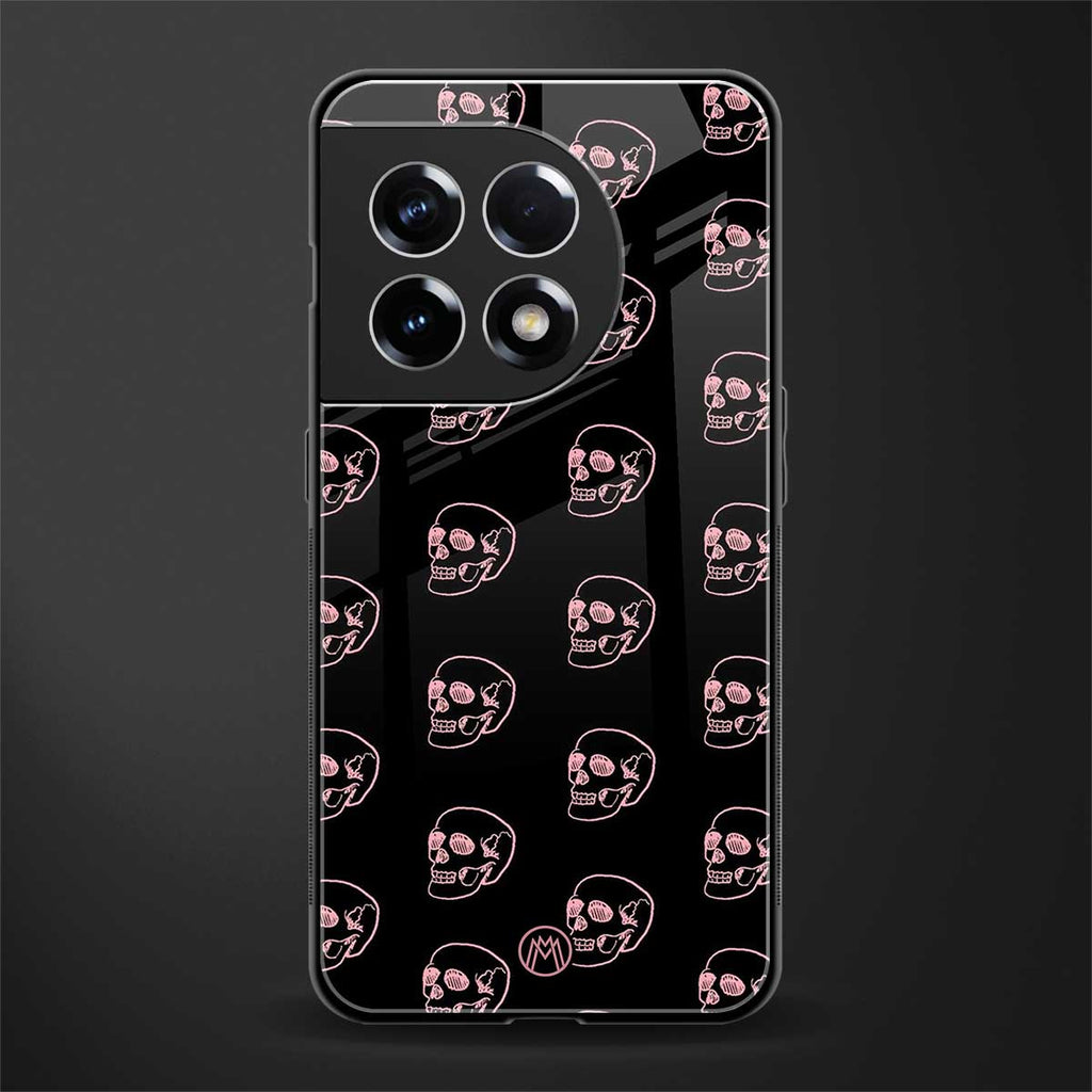 pink skull pattern back phone cover | glass case for oneplus 11r