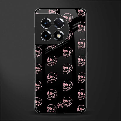 pink skull pattern back phone cover | glass case for oneplus 11r