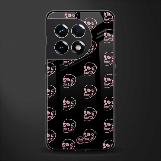 pink skull pattern back phone cover | glass case for oneplus 11r