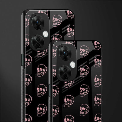 pink skull pattern back phone cover | glass case for oneplus nord ce 3 lite