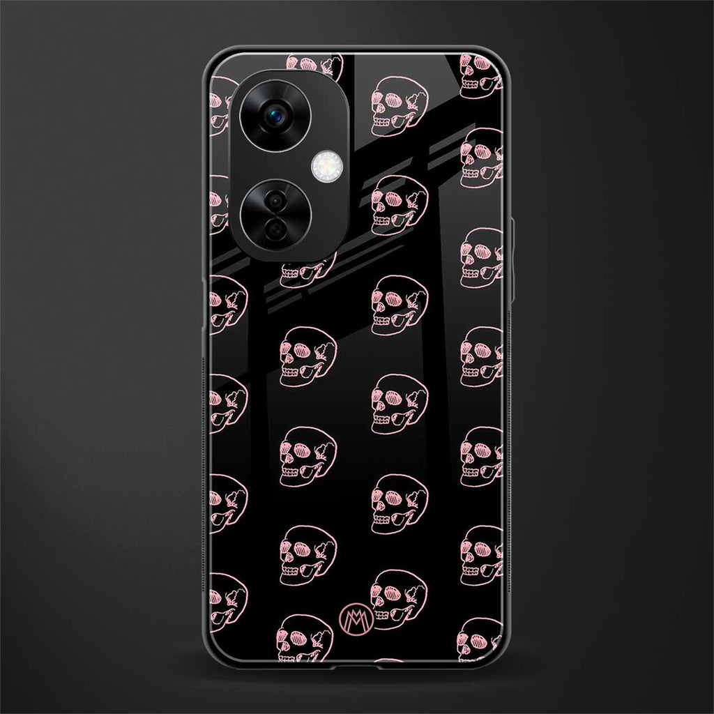 pink skull pattern back phone cover | glass case for oneplus nord ce 3 lite
