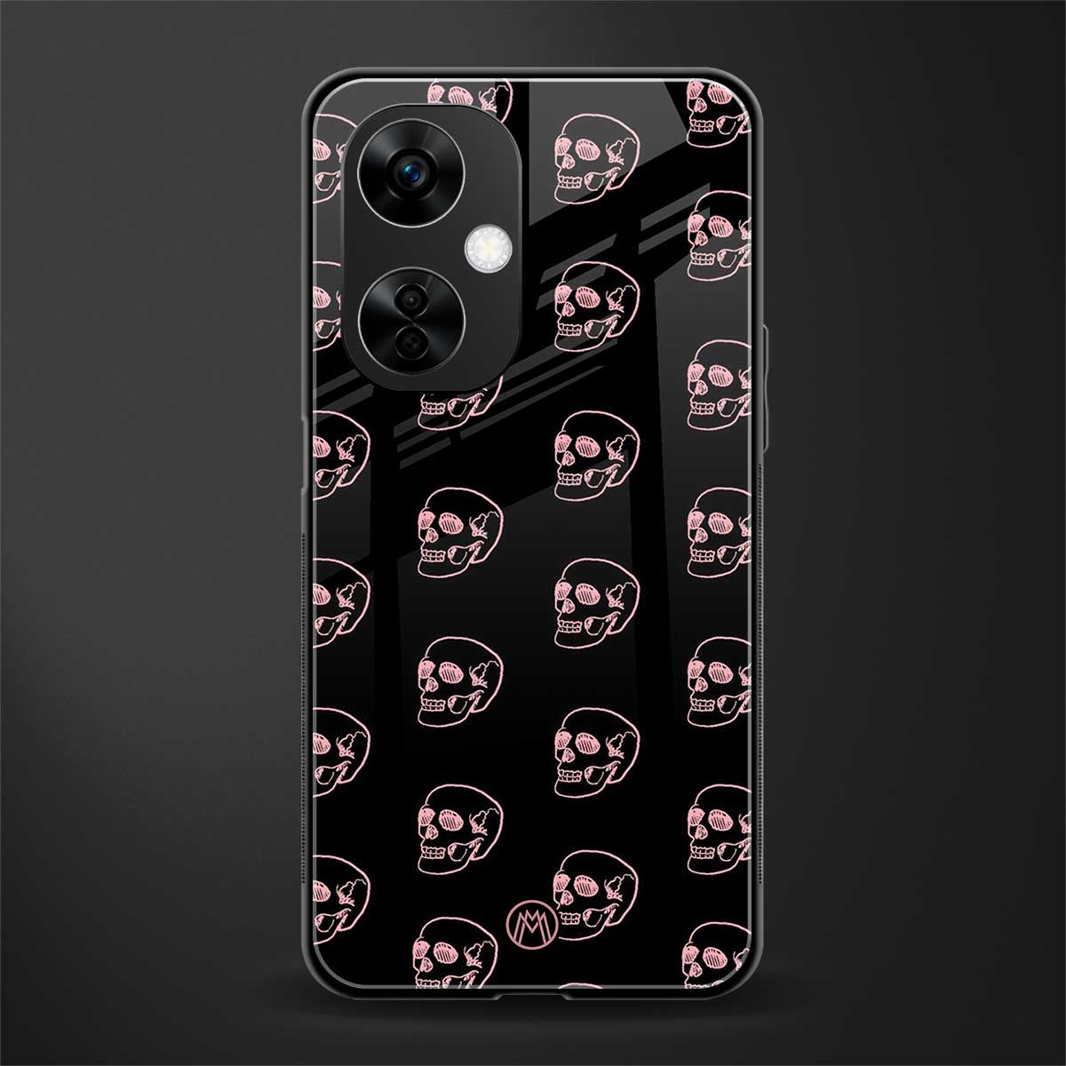 pink skull pattern back phone cover | glass case for oneplus nord ce 3 lite