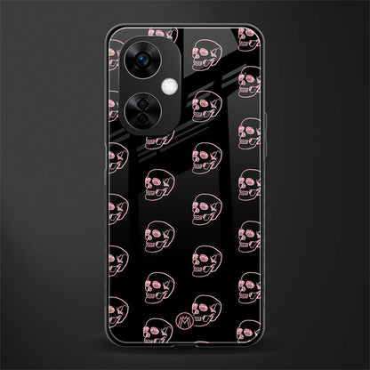 pink skull pattern back phone cover | glass case for oneplus nord ce 3 lite