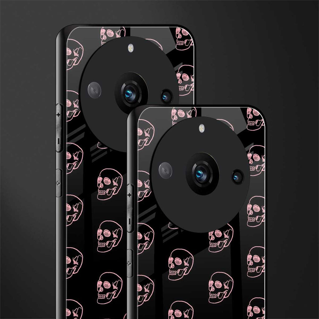 pink skull pattern back phone cover | glass case for realme 11 pro 5g