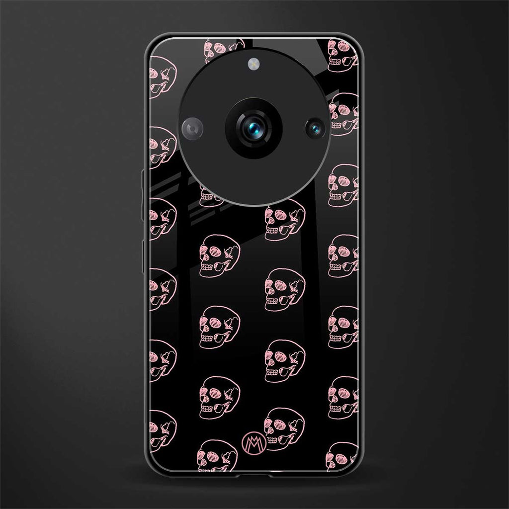 pink skull pattern back phone cover | glass case for realme 11 pro 5g