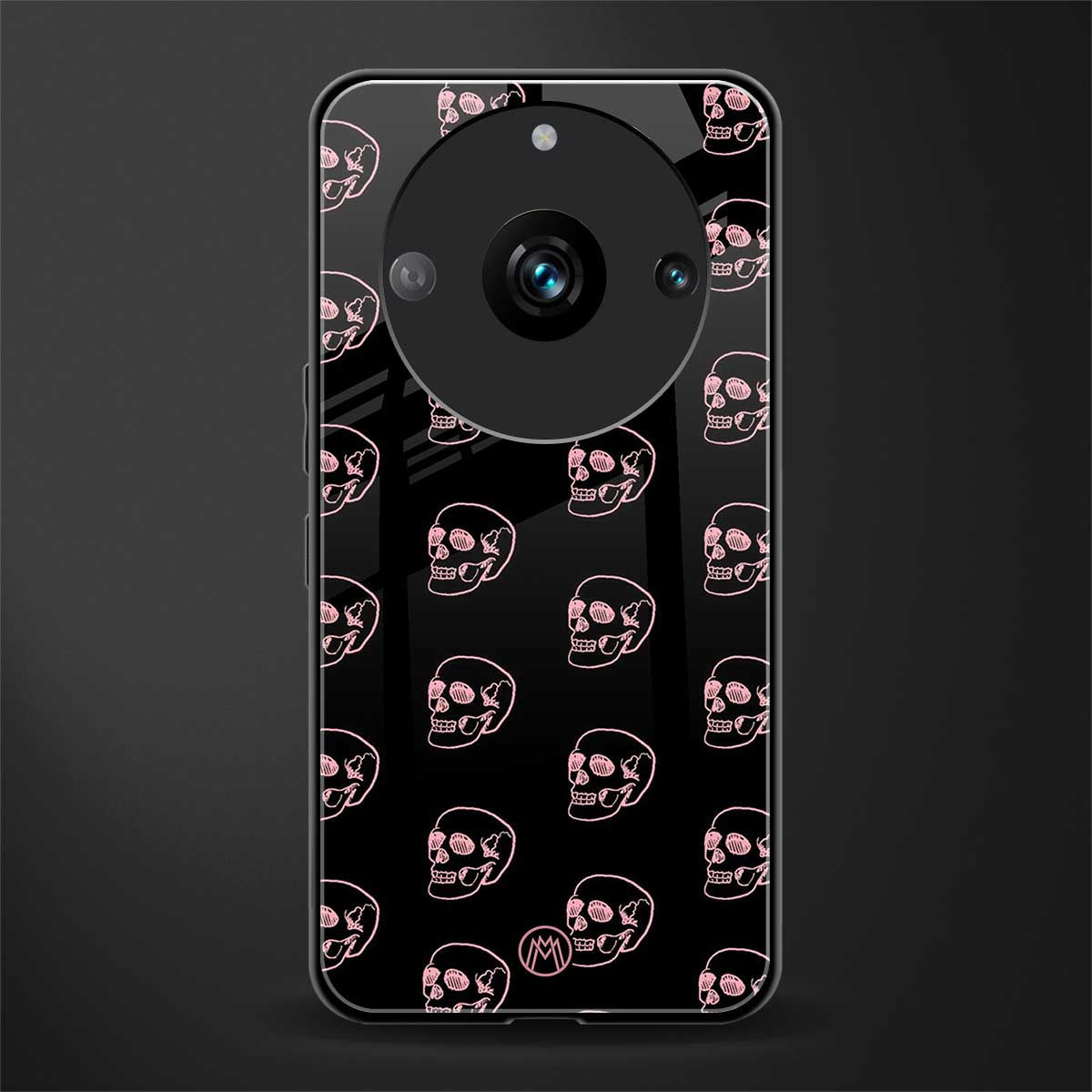 pink skull pattern back phone cover | glass case for realme 11 pro 5g