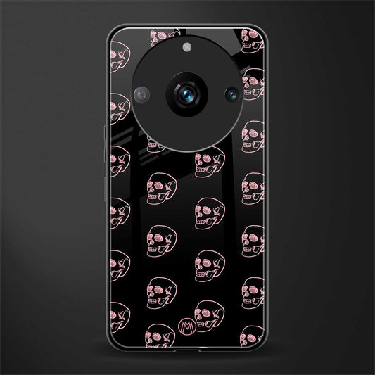 pink skull pattern back phone cover | glass case for realme 11 pro 5g
