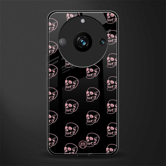 pink skull pattern back phone cover | glass case for realme 11 pro 5g