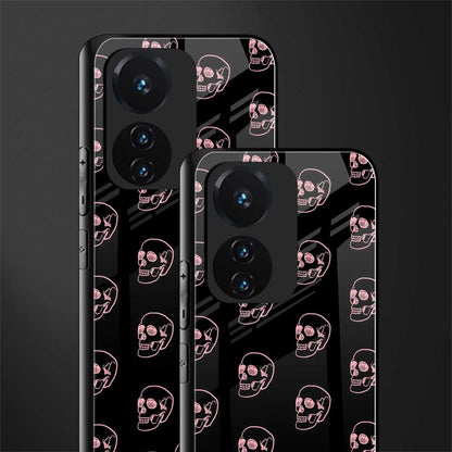pink skull pattern back phone cover | glass case for vivo t1 44w 4g