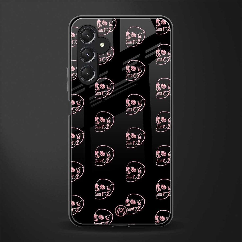 pink skull pattern back phone cover | glass case for samsun galaxy a24 4g