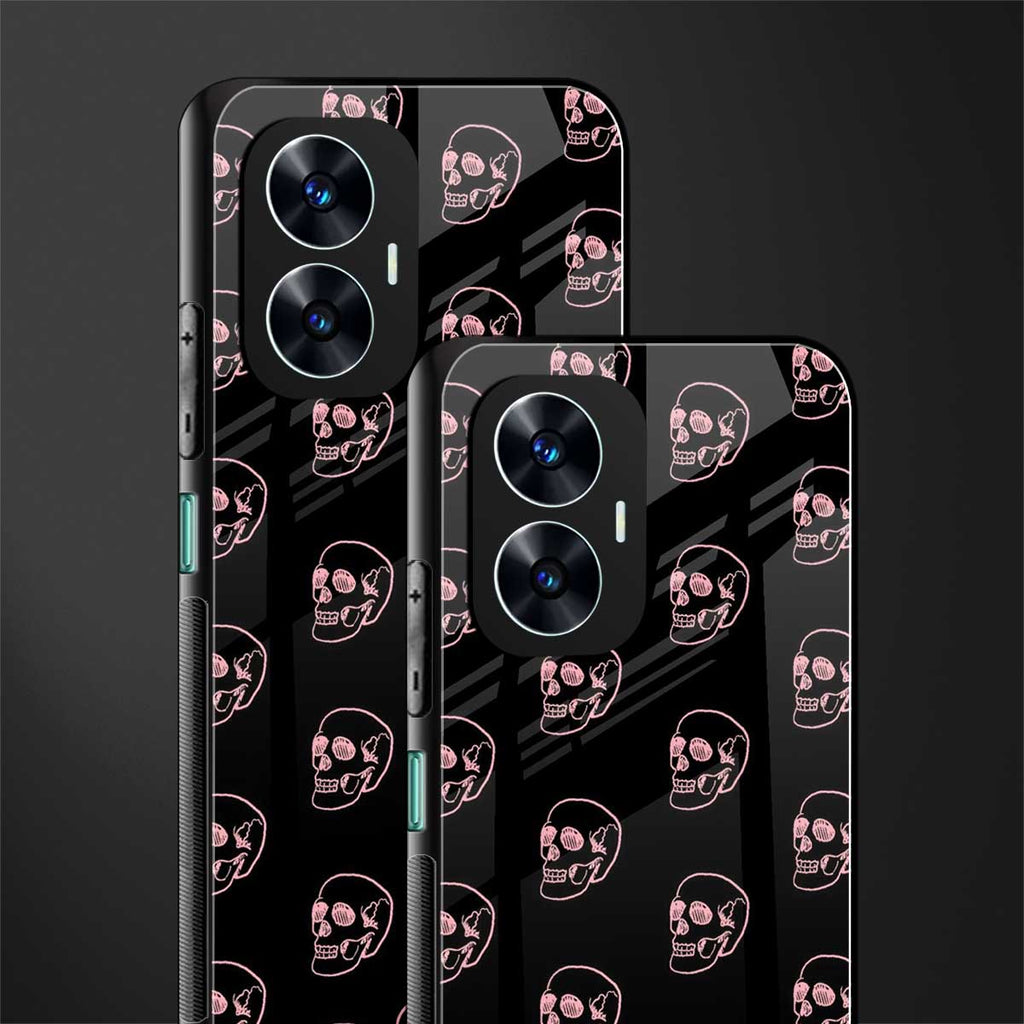 pink skull pattern back phone cover | glass case for realme c55