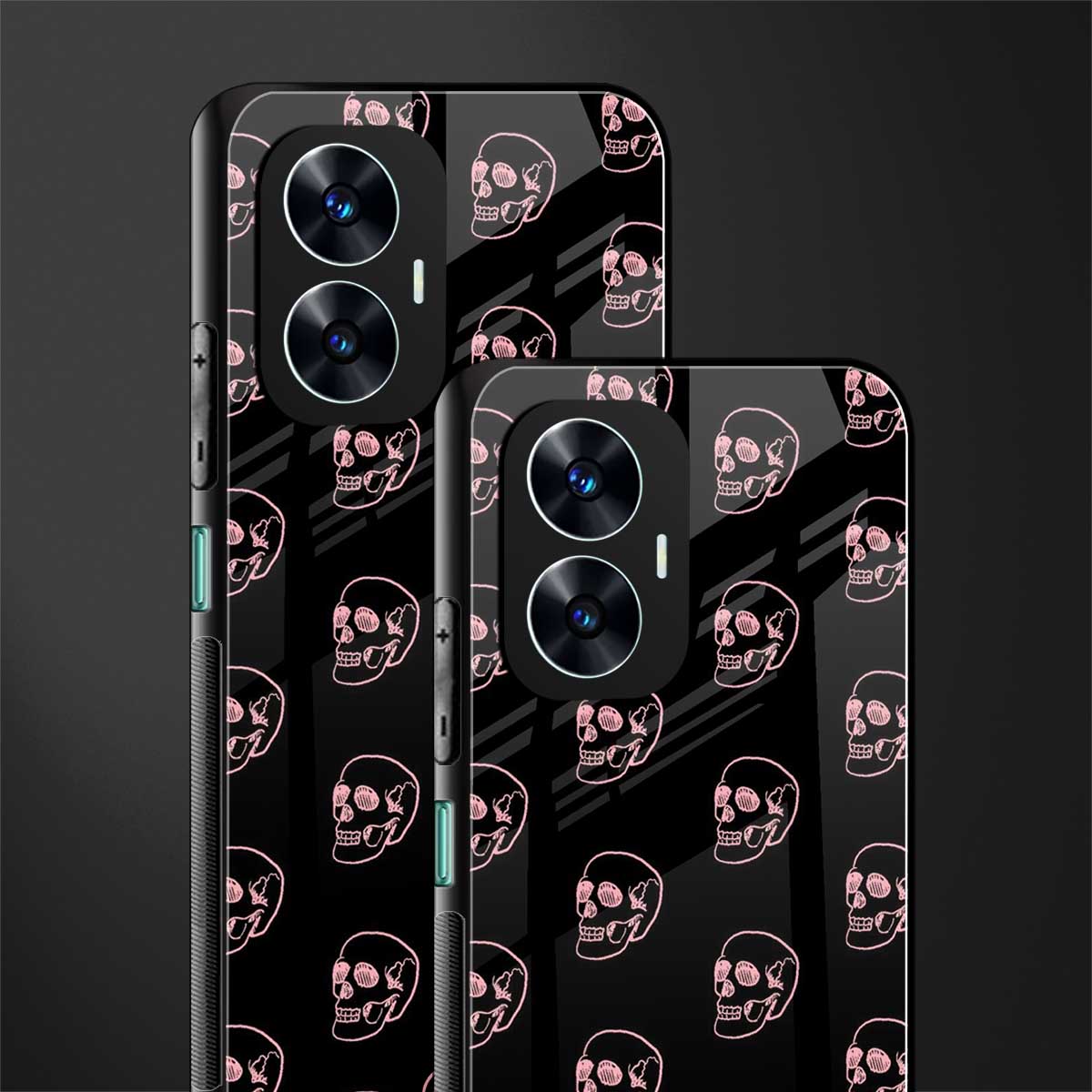 pink skull pattern back phone cover | glass case for realme c55