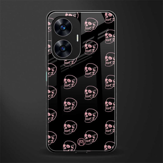 pink skull pattern back phone cover | glass case for realme c55