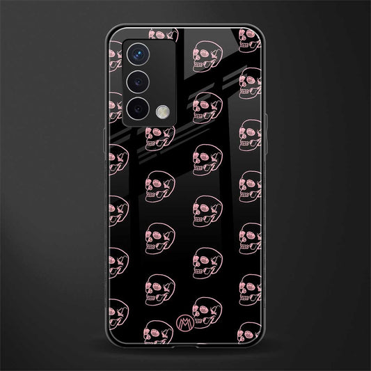 pink skull pattern back phone cover | glass case for oppo a74 4g