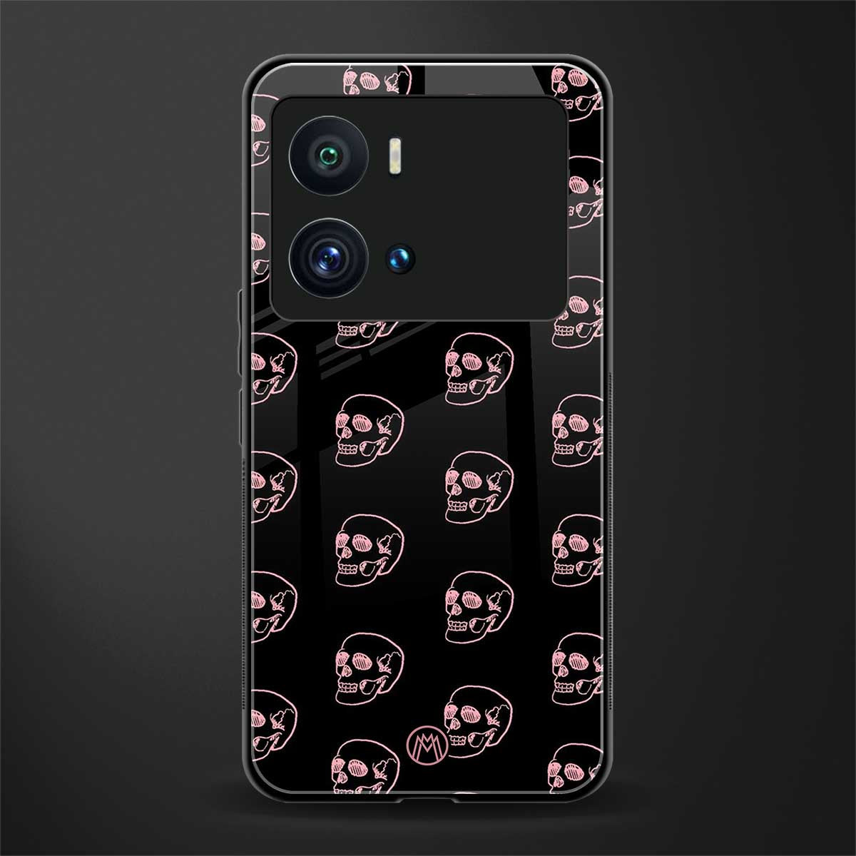 pink skull pattern back phone cover | glass case for iQOO 9 Pro