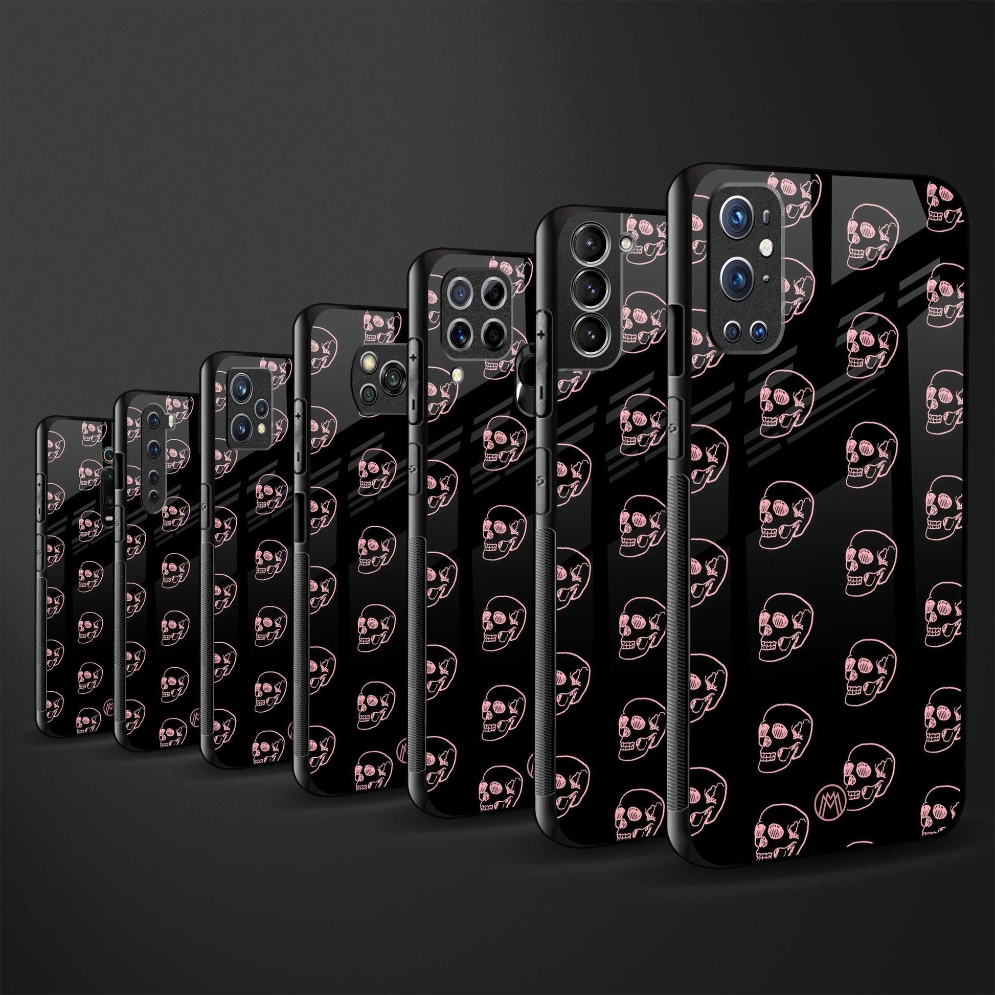 pink skull pattern back phone cover | glass case for vivo t1 44w 4g
