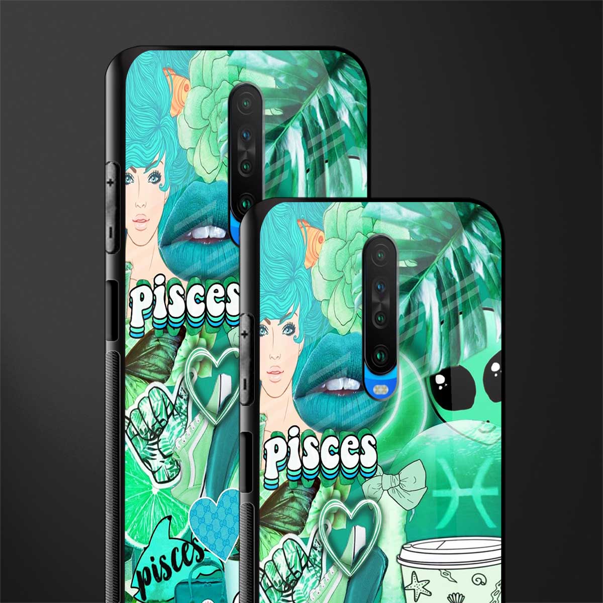 pisces aesthetic collage glass case for poco x2 image-2