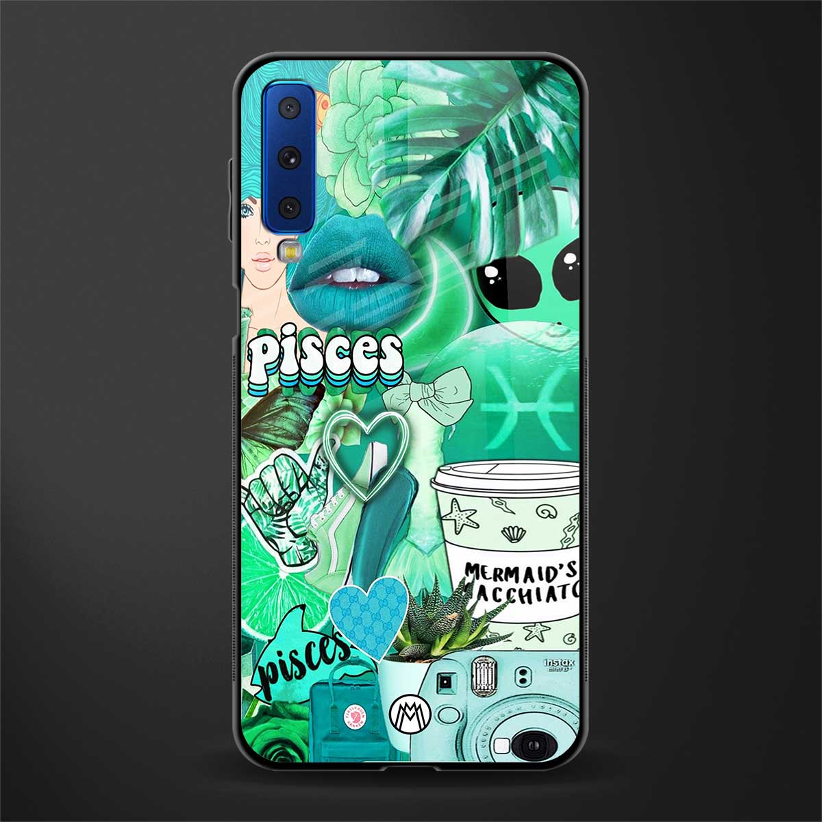 pisces aesthetic collage glass case for samsung galaxy a7 2018 image