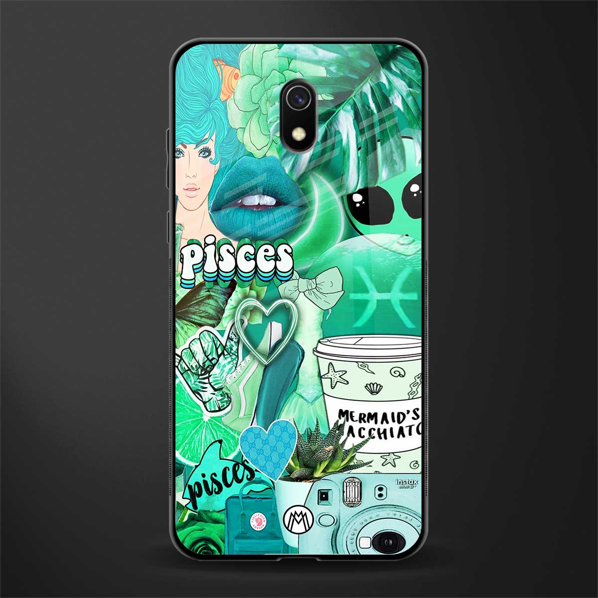 pisces aesthetic collage glass case for redmi 8a image
