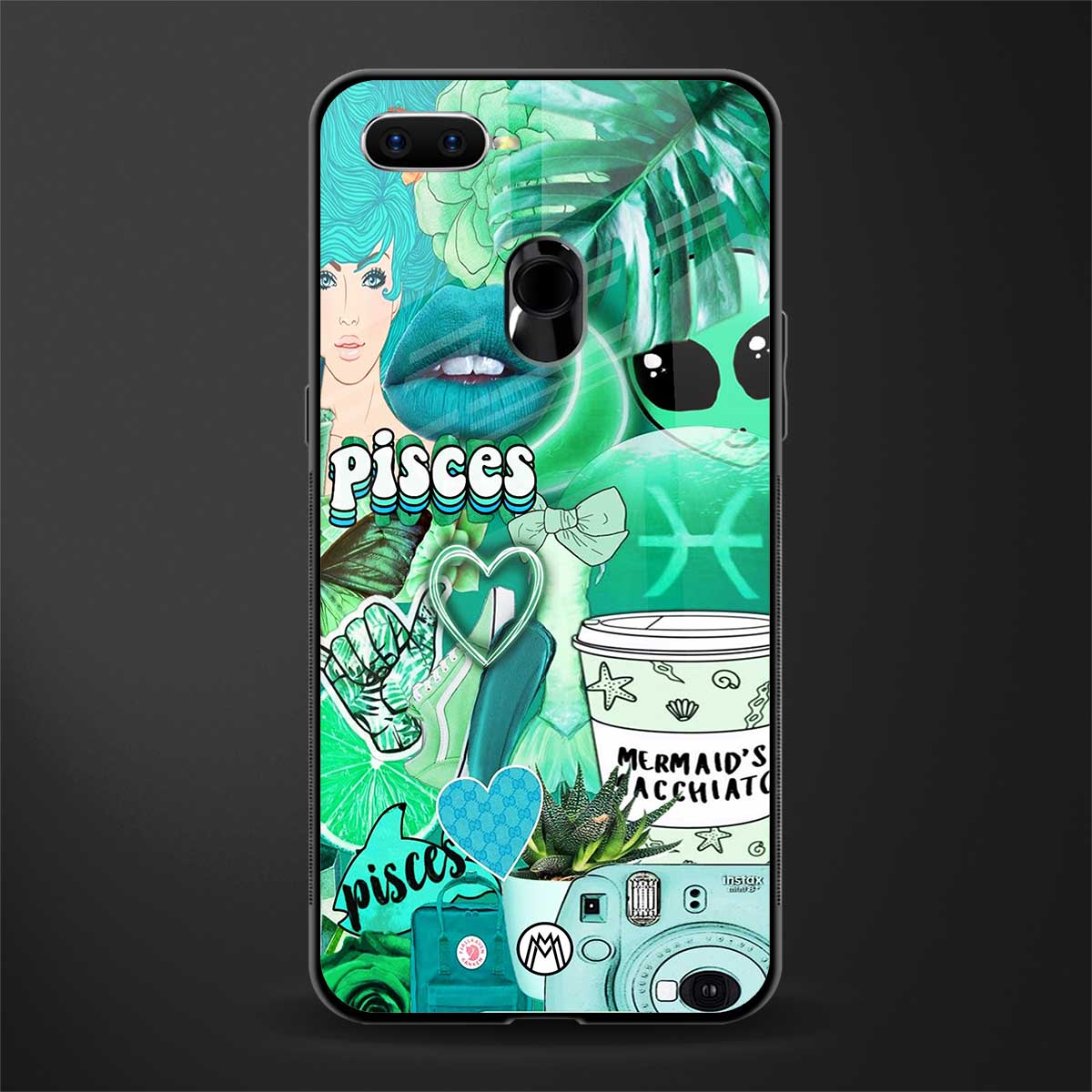 pisces aesthetic collage glass case for oppo a12 image