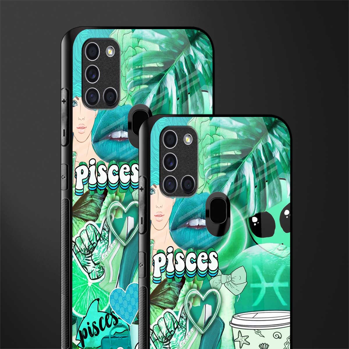 pisces aesthetic collage glass case for samsung galaxy a21s image-2