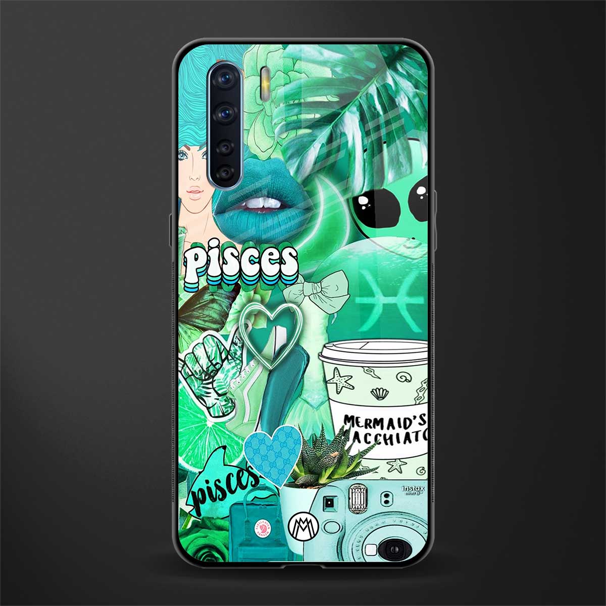 pisces aesthetic collage glass case for oppo f15 image